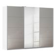 Kulmbach Sliding Mirror Wardrobe - 271cm - 3 Door - Alpine White & Grey High Gloss