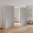 Kulmbach Sliding Mirror Wardrobe - 271cm - 3 Door - Alpine White & Grey High Gloss