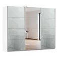 Kulmbach Sliding Mirror Wardrobe - 271cm - 3 Door - Alpine White & Silk Grey Glass