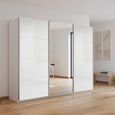 Kulmbach Sliding Mirror Wardrobe - 271cm - 3 Door - Alpine White & White High Gloss