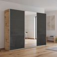 Kulmbach Sliding Mirror Wardrobe - 271cm - 3 Door - Artisan Oak & Basalt Glass