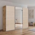 Kulmbach Sliding Mirror Wardrobe - 271cm - 3 Door - Artisan Oak & Champagne Glass