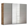 Kulmbach Sliding Mirror Wardrobe - 271cm - 3 Door - Artisan Oak & Grey High Gloss