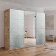 Kulmbach Sliding Mirror Wardrobe - 271cm - 3 Door - Artisan Oak & Silk Grey Glass