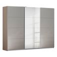 Kulmbach Sliding Mirror Wardrobe - 271cm - 3 Door - Champagne & Grey High Gloss