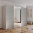 Kulmbach Sliding Mirror Wardrobe - 271cm - 3 Door - Champagne & Grey High Gloss