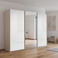 Kulmbach Sliding Mirror Wardrobe - 271cm - 3 Door - Champagne & White High Gloss