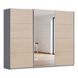 Kulmbach Sliding Mirror Wardrobe - 271cm - 3 Door - Metallic Dark Grey & Champagne Glass