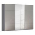 Kulmbach Sliding Mirror Wardrobe - 271cm - 3 Door - Metallic Dark Grey & Grey High Gloss