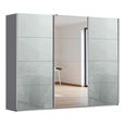 Kulmbach Sliding Mirror Wardrobe - 271cm - 3 Door - Metallic Dark Grey & Silk Grey Glass
