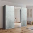 Kulmbach Sliding Mirror Wardrobe - 271cm - 3 Door - Metallic Dark Grey & Silk Grey Glass