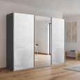 Kulmbach Sliding Mirror Wardrobe - 271cm - 3 Door - Metallic Dark Grey & White Glass
