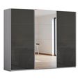Kulmbach Sliding Mirror Wardrobe - 271cm - 3 Door - Silk Grey & Basalt Glass