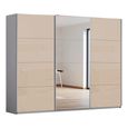 Kulmbach Sliding Mirror Wardrobe - 271cm - 3 Door - Silk Grey & Champagne Glass