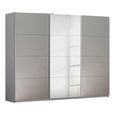 Kulmbach Sliding Mirror Wardrobe - 271cm - 3 Door - Silk Grey & Grey High Gloss