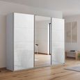 Kulmbach Sliding Mirror Wardrobe - 271cm - 3 Door - Silk Grey & White Glass