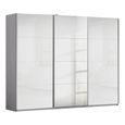 Kulmbach Sliding Mirror Wardrobe - 271cm - 3 Door - Silk Grey & White High Gloss