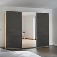 Kulmbach Sliding Mirror Wardrobe - 271cm - 3 Door - Sonoma Oak & Basalt Glass