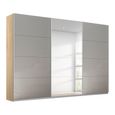 Kulmbach Sliding Mirror Wardrobe - 271cm - 3 Door - Sonoma Oak & Grey High Gloss