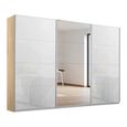 Kulmbach Sliding Mirror Wardrobe - 271cm - 3 Door - Sonoma Oak & White Glass