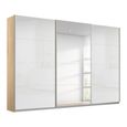 Kulmbach Sliding Mirror Wardrobe - 271cm - 3 Door - Sonoma Oak & White High Gloss