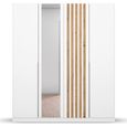 Rauch Lamella 181cm 4 Door Wardrobe with Mirror - Alpine White and Artisan Oak