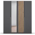Rauch Lamella 181cm 4 Door Wardrobe with Mirror - Metallic Dark Grey and Artisan Oak