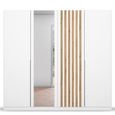 Rauch Lamella 226cm 4 Door Wardrobe with Mirror - Alpine White and Artisan Oak