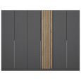 Rauch Lamella 271cm 6 Door Wardrobe - Metallic Dark Grey and Artisan Oak