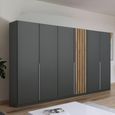 Rauch Lamella 271cm 6 Door Wardrobe - Metallic Dark Grey and Artisan Oak