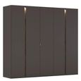 Rauch Luana 251cm 5 Door Wardrobe with Lighting - Graphite and Atlantic Dark Oak