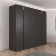 Rauch Luana 251cm 5 Door Wardrobe with Lighting - Graphite and Atlantic Dark Oak