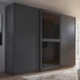 Rauch Lumis 301cm 3 Door Sliding Wardrobe - Graphite and Grey Glass