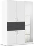 Maika Wardrobe - 136cm - 5 Door - Combi - H197cm - Alpine White & Metallic Dark Grey
