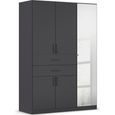 Maika Wardrobe - 136cm - 5 Door - Combi - H197cm - Metallic Dark Grey