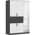 Maika Wardrobe - 136cm - 5 Door - Combi - H197cm - Metallic Dark Grey & Alpine White