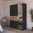 Maika Wardrobe - 136cm - 5 Door - Combi - H197cm - Metallic Dark Grey & Artisan Oak