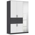 Maika Wardrobe - 136cm - 5 Door - Combi - H210cm - Metallic Dark Grey & Alpine White