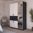 Maika Wardrobe - 136cm - 5 Door - Combi - H210cm - Metallic Dark Grey & Alpine White