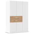 Rauch Maika 136cm 5 Door Wardrobe - H 197cm - Alpine White and Artisan Oak