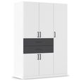 Rauch Maika 136cm 5 Door Wardrobe - H 197cm - Alpine White and Metallic Dark Grey