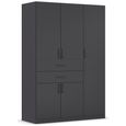 Rauch Maika 136cm 5 Door Wardrobe - H 197cm - Metallic Dark Grey