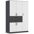 Rauch Maika 136cm 5 Door Wardrobe - H 197cm - Metallic Dark Grey and Alpine White