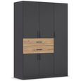 Rauch Maika 136cm 5 Door Wardrobe - H 197cm - Metallic Dark Grey and Artisan Oak