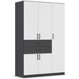 Rauch Maika 136cm 5 Door Wardrobe - H 210cm - Metallic Dark Grey and Alpine White