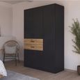 Rauch Maika 136cm 5 Door Wardrobe - H 210cm - Metallic Dark Grey and Artisan Oak