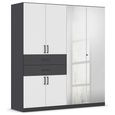 Rauch Maika 181cm 6 Door Combi Wardrobe - H 197cm - Metallic Dark Grey and Alpine White