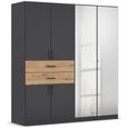 Rauch Maika 181cm 6 Door Combi Wardrobe - H 197cm - Metallic Dark Grey and Artisan Oak