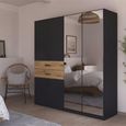 Rauch Maika 181cm 6 Door Combi Wardrobe - H 197cm - Metallic Dark Grey and Artisan Oak