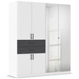 Rauch Maika 181cm 6 Door Combi Wardrobe - H 210cm - Alpine White and Metallic Dark Grey